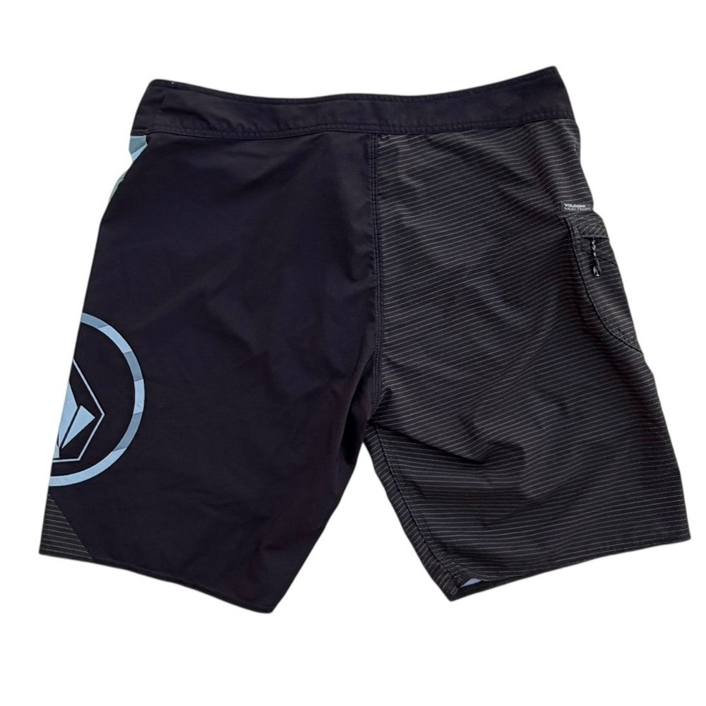 Volcom Mod-Tech Board Shorts Mens 38 Black Blue Striped Repreve Surf Boardshorts - Picture 3 of 7